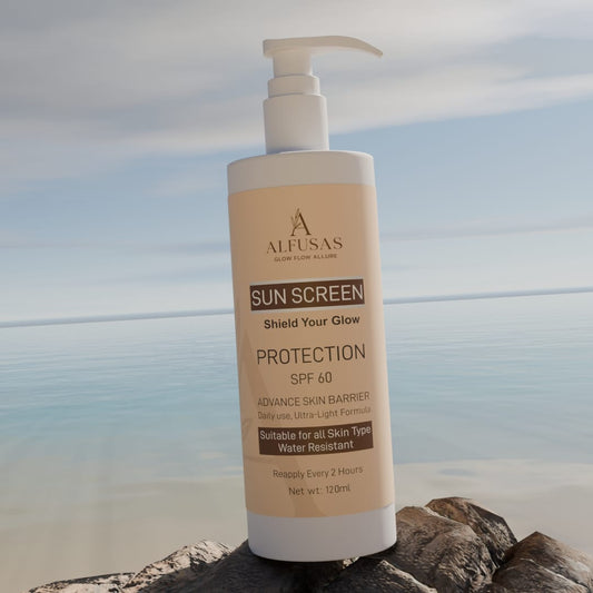 Alfusas Sunscreen SPF 60 Broad Spectrum UVA/UVB Protection Lightweight & Non-Greasy